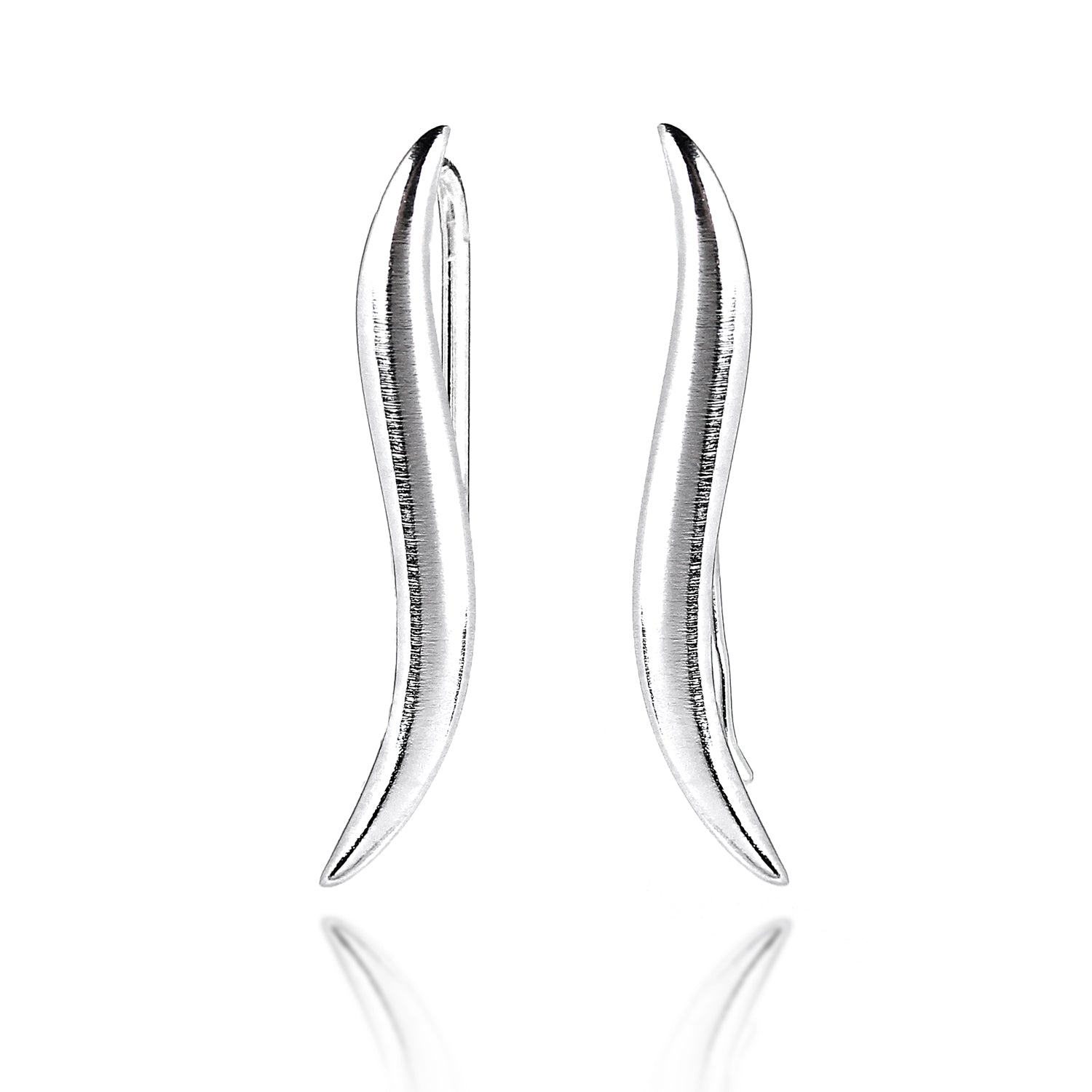 Sterling Silver Wavy Ear Pin Earrings