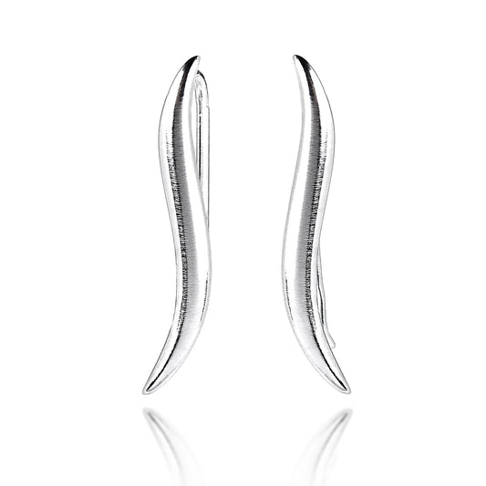 Sterling Silver Wavy Ear Pin Earrings