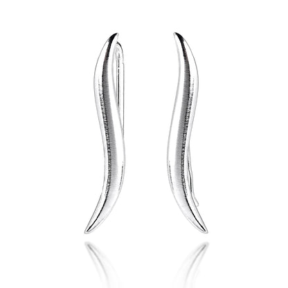 Sterling Silver Wavy Ear Pin Earrings