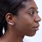 Sterling Silver Wavy Ear Pin Earrings