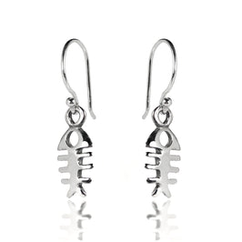 Sterling Silver Fish Bone Dangle Earrings