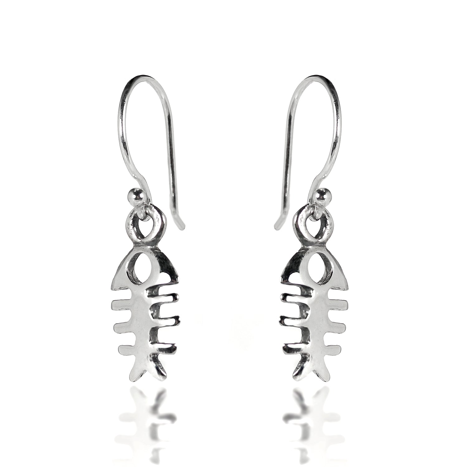 Sterling Silver Fish Bone Dangle Earrings