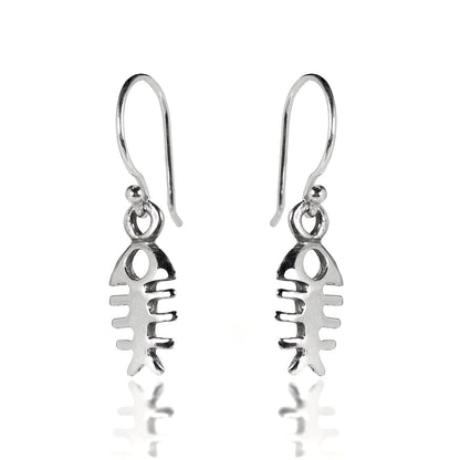 Sterling Silver Fish Bone Dangle Earrings