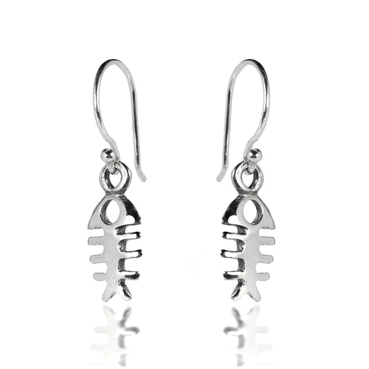 Sterling Silver Fish Bone Dangle Earrings