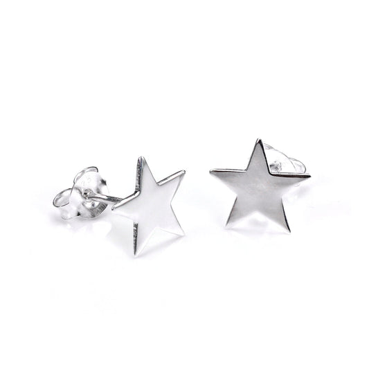 Sterling Silver Polished Star Stud Earrings