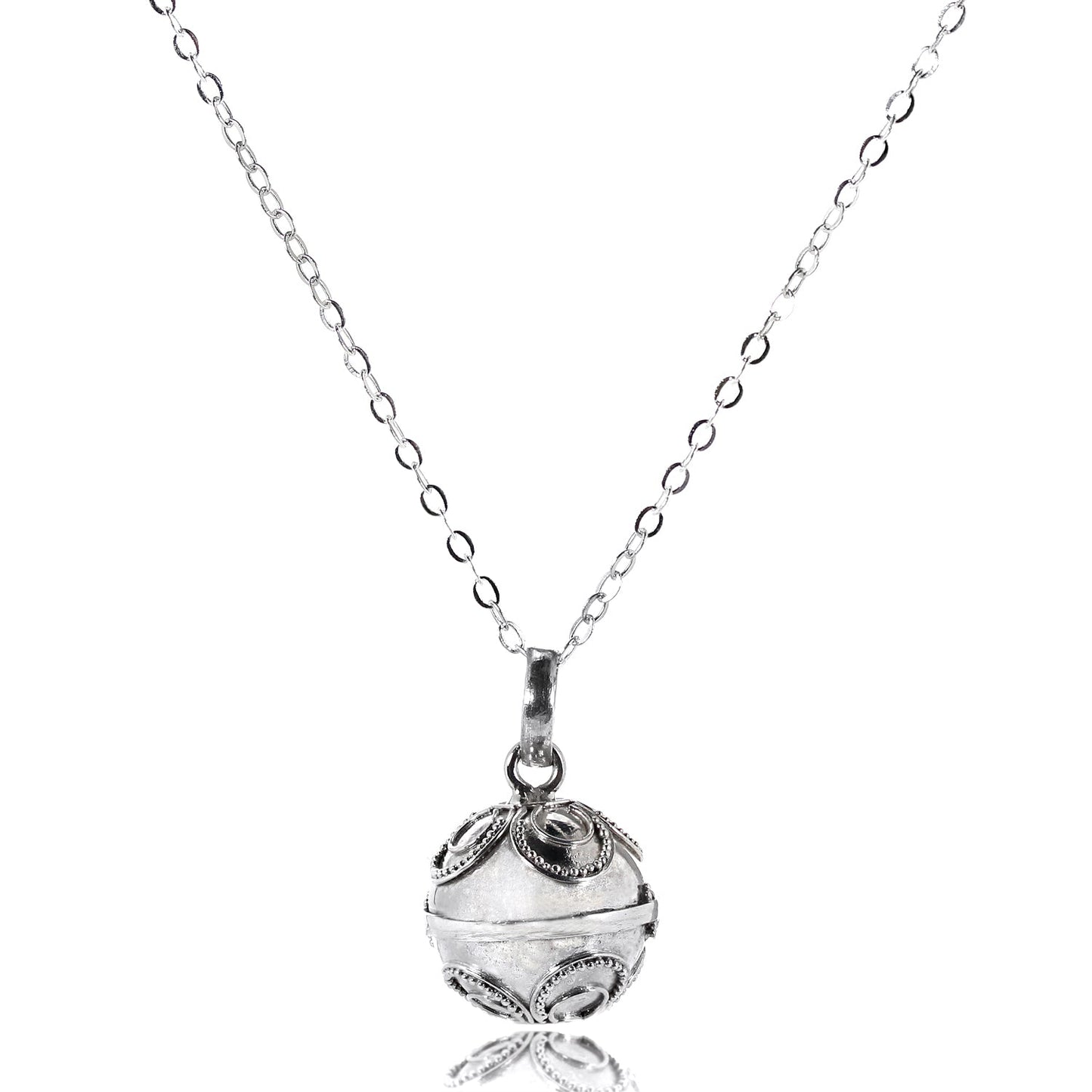 Sterling Silver Chiming Harmony Bola Pendant with Flower Design