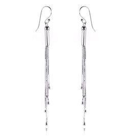 Sterling Silver Box Chain Tassel Chandelier Earrings