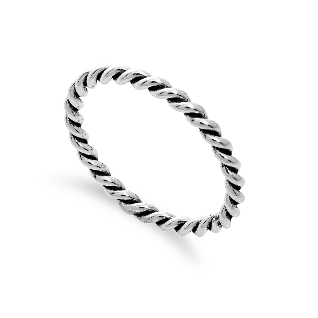 Sterling Silver 2mm Stacking Twisted Rope Ring Sizes I - U
