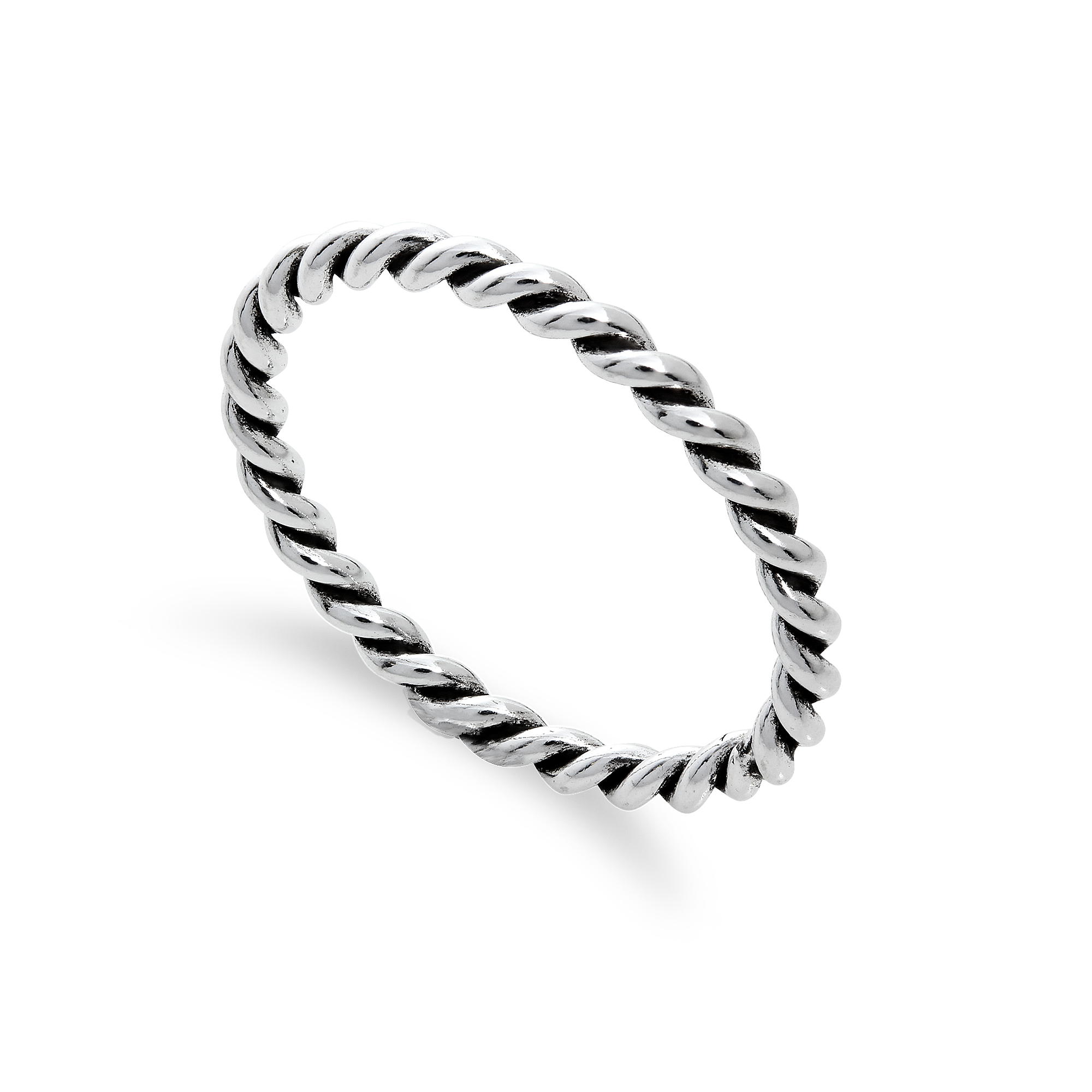 Sterling Silver 2mm Stacking Twisted Rope Ring Sizes I - U