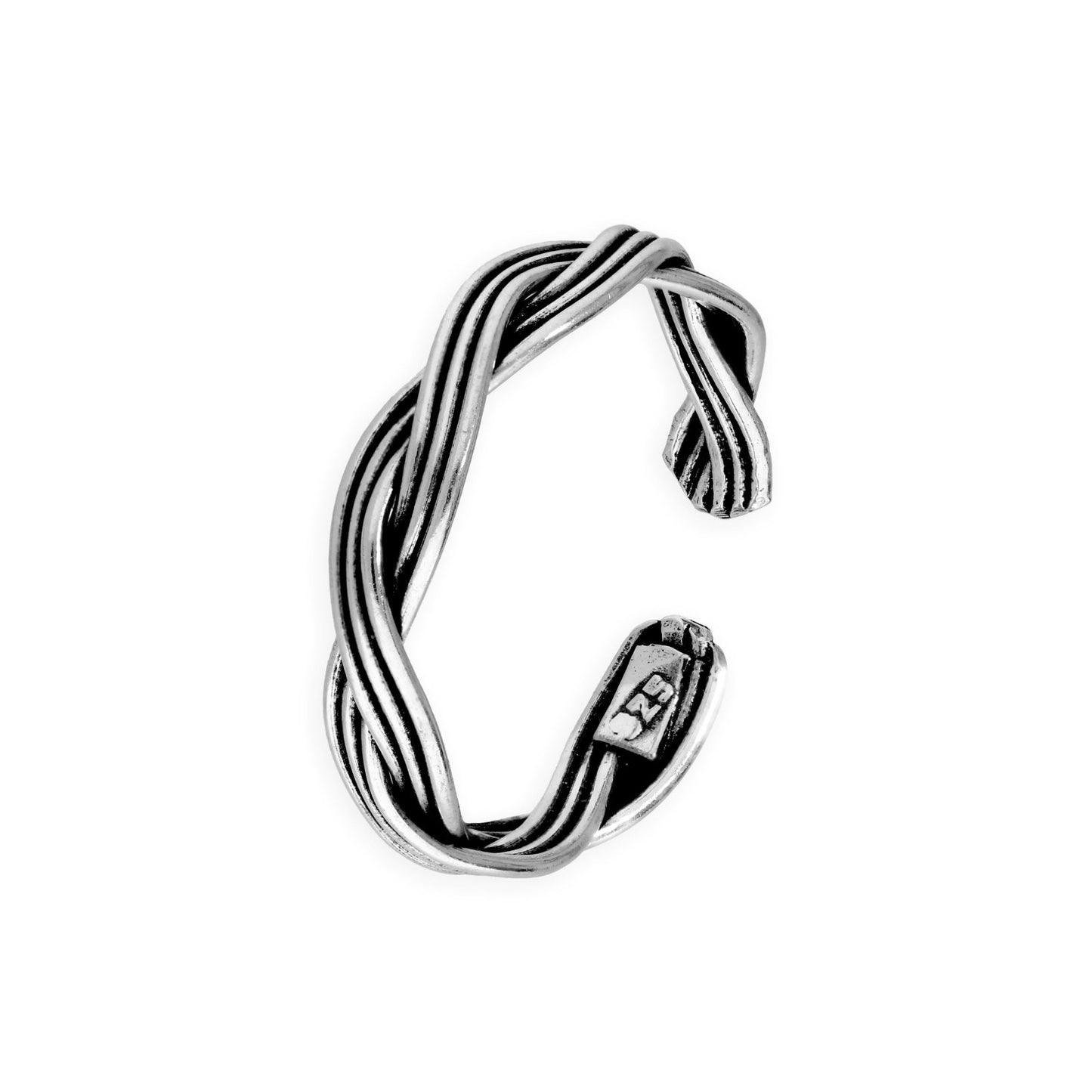 Sterling Silver Woven Band Ring - jewellerybox