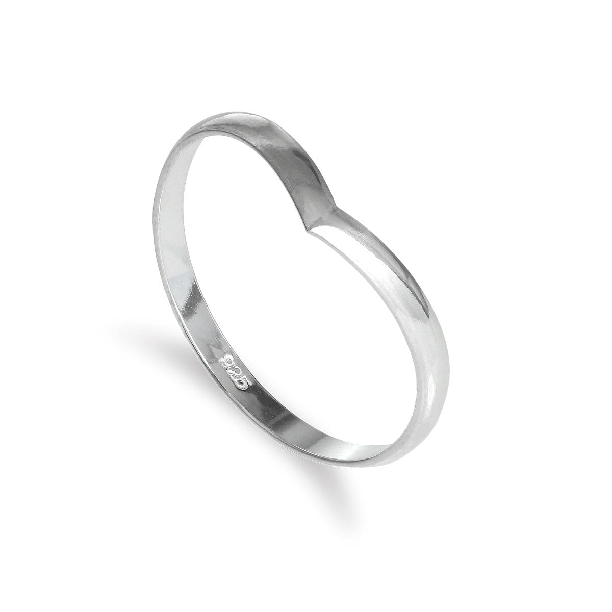 Sterling Silver 2mm Simple Wishbone Stacking Ring Size I-U