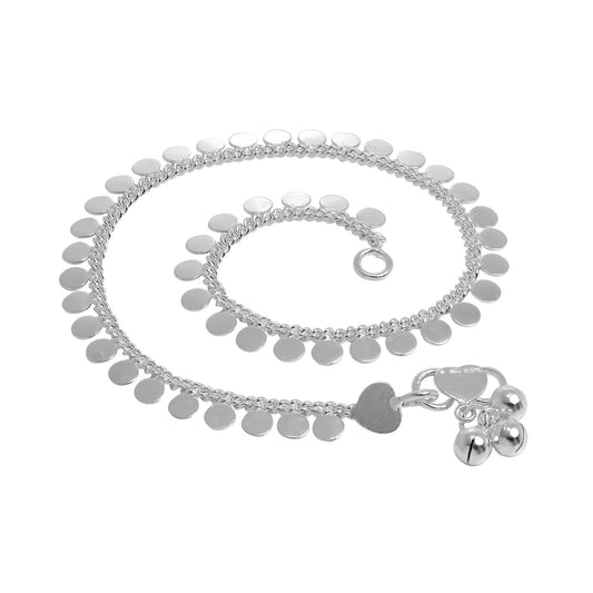 Sterling Silver Anklet with Round Disc Charms