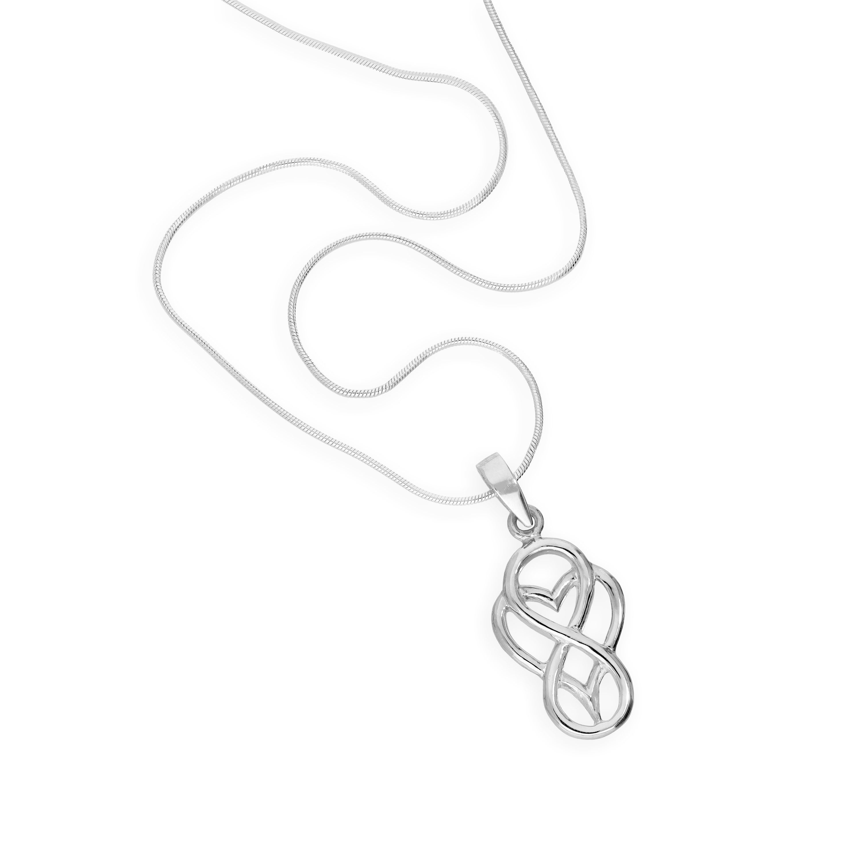 Sterling Silver Infinity Heart Symbol Pendant Necklace 20 - 22 Inches
