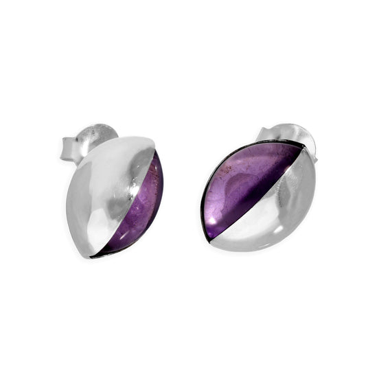 Sterling Silver & Purple Two-Tone Stud Earrings