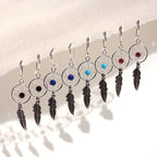 Sterling Silver Dreamcatcher Dangle Drop Earrings Agate Turquoise Garnet Lapis