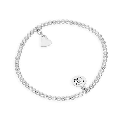 Sterling Silver Hindu Om Symbol Stretchy Bead Bracelet