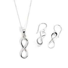 Sterling Silver Infinity Loop Earrings & Necklace Set