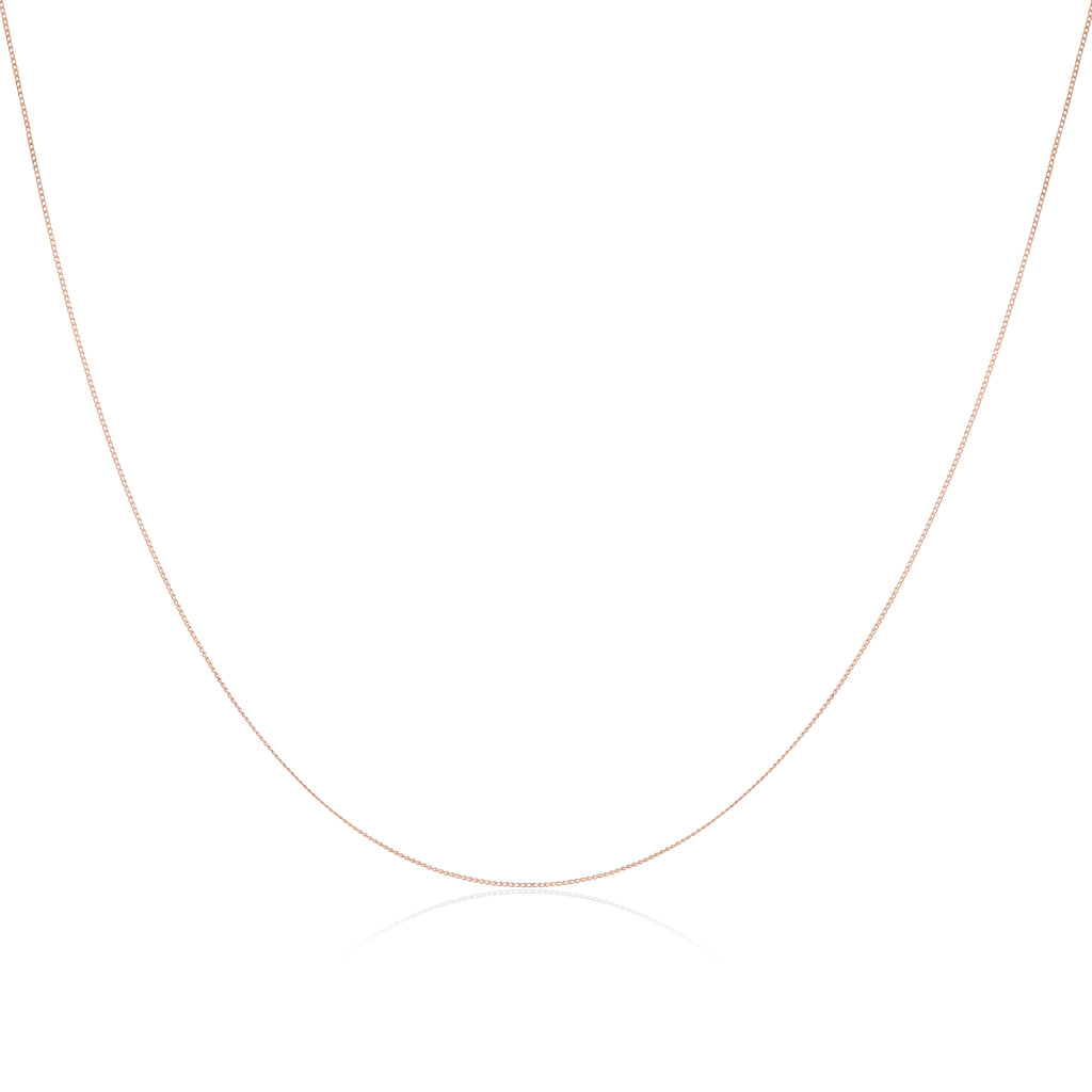 Fine 9ct Rose Gold Diamond Cut Curb Chain 16 - 18 Inches