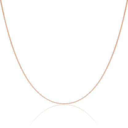 9ct Rose Gold Diamond Cut Curb Chain 16 - 20 Inches