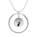 Sterling Silver Karma Moments Pendant with Baby Footprint Charm on Bead Chain Necklace