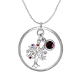 Sterling Silver Karma Moments Pendant with Birthstone CZ Charm on Bead Chain Necklace