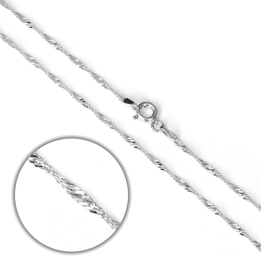 Sterling Silver Singapore Chain 16 - 24 Inches