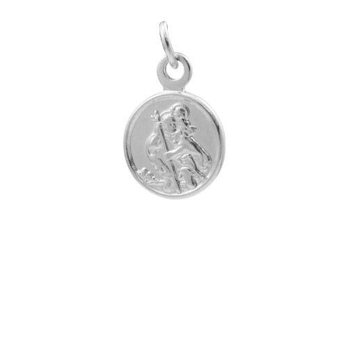 Sterling Silver Small Round Saint Christopher Pendant