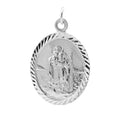 Sterling Silver Large Oval Saint Christopher Pendant