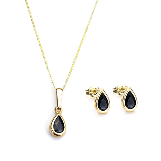 9ct Gold & September Birthstone Pendant & Stud Earrings Set