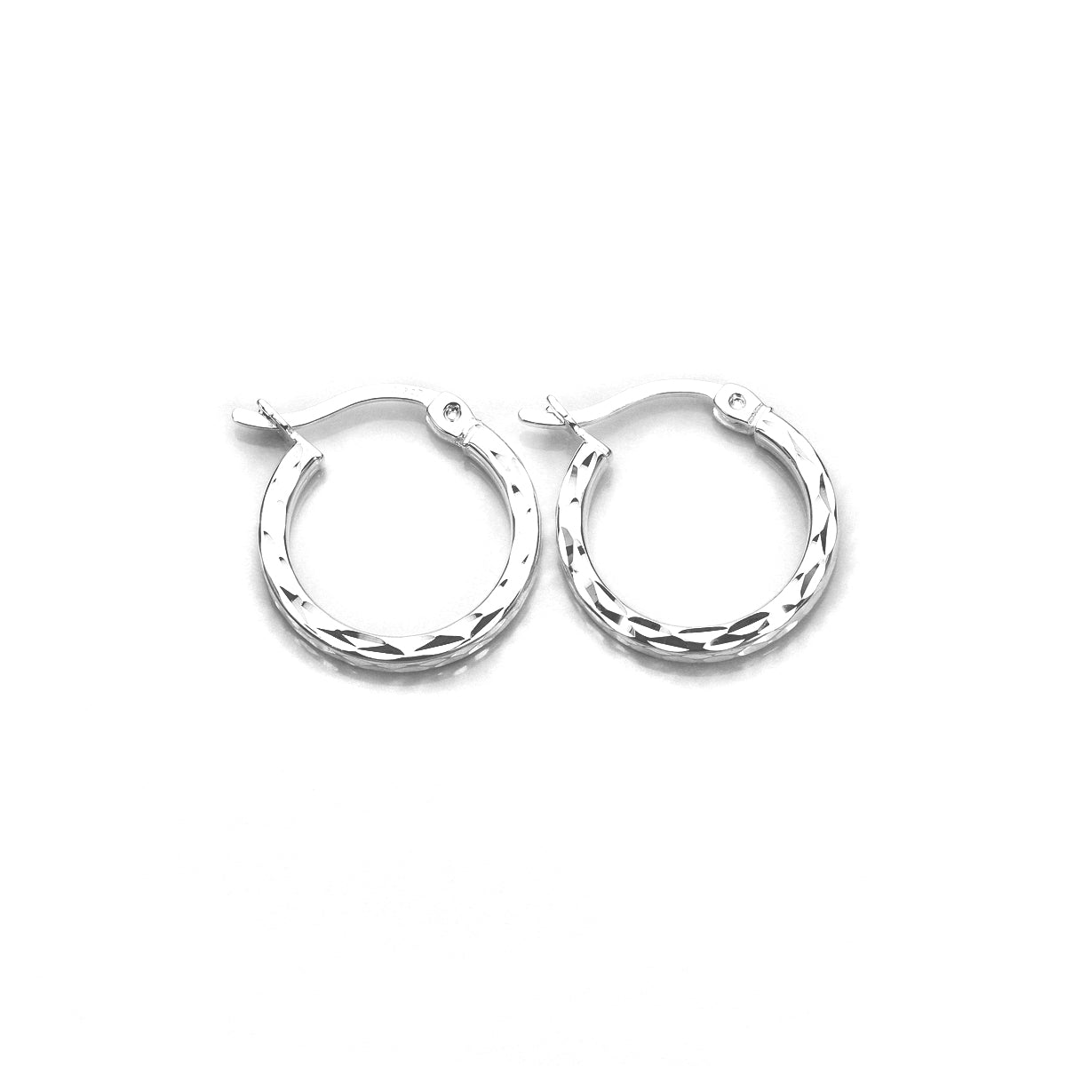 Sterling Silver Diamond Cut Square Tube Hoop Earrings