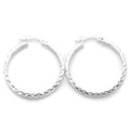 Sterling Silver Diamond Cut Square Tube Hoop Earrings