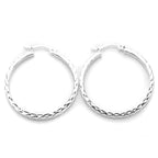 Sterling Silver Diamond Cut Square Tube Hoop Earrings