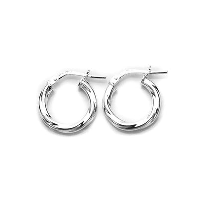 Sterling Silver Twisted 2.5mm Tube Creole Earrings