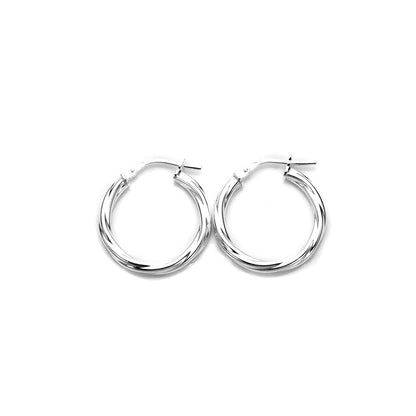 Sterling Silver Twisted 2.5mm Tube Creole Earrings