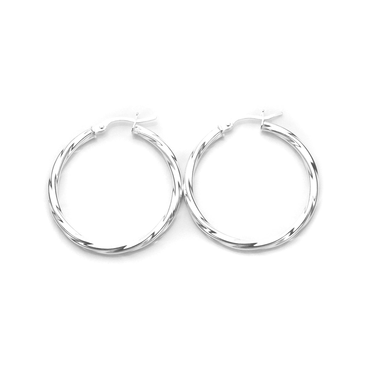 Sterling Silver Twisted 2.5mm Tube Creole Earrings