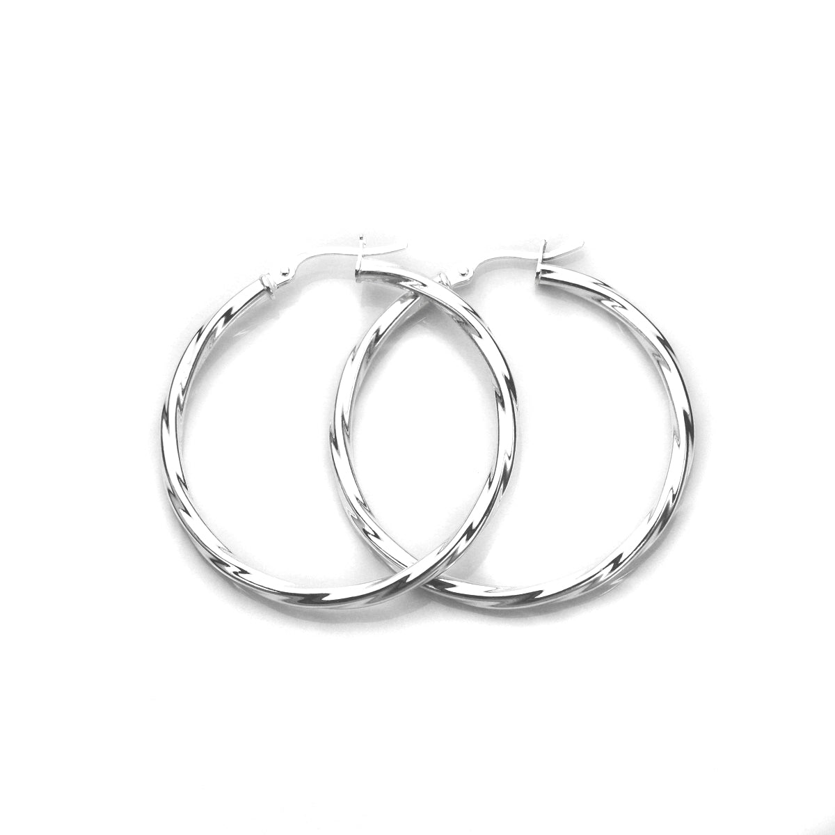 Sterling Silver Twisted 2.5mm Tube Creole Earrings