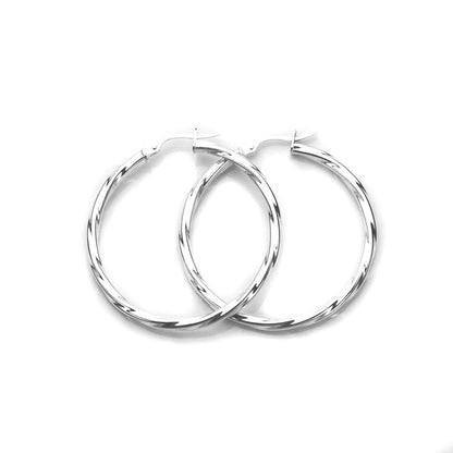 Sterling Silver Twisted 2.5mm Tube Creole Earrings