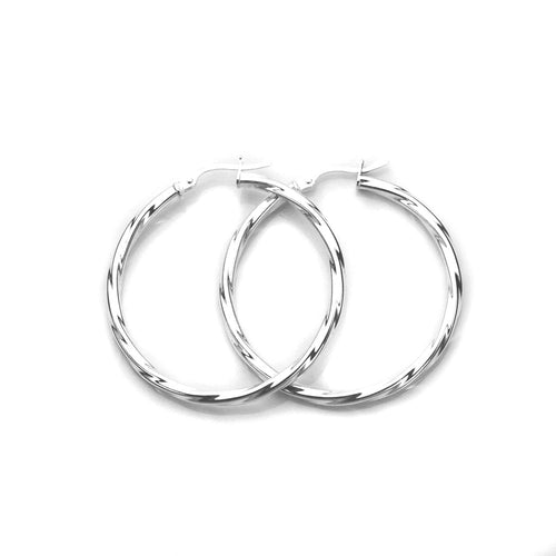 Sterling Silver Twisted 2.5mm Tube Creole Earrings