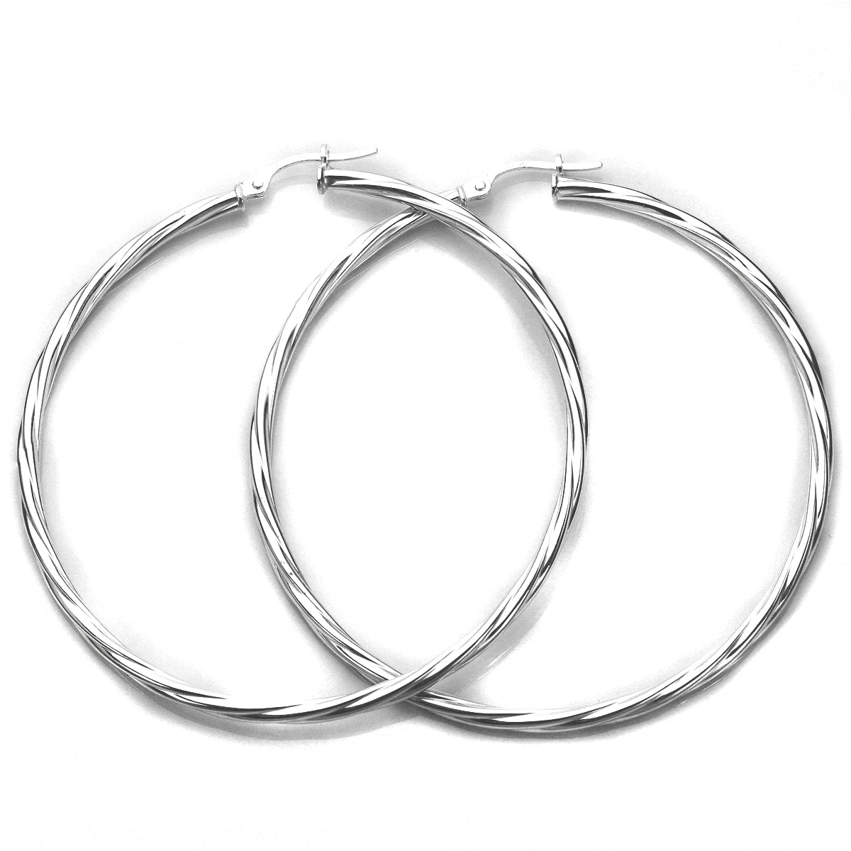 Sterling Silver Twisted 2.5mm Tube Creole Earrings