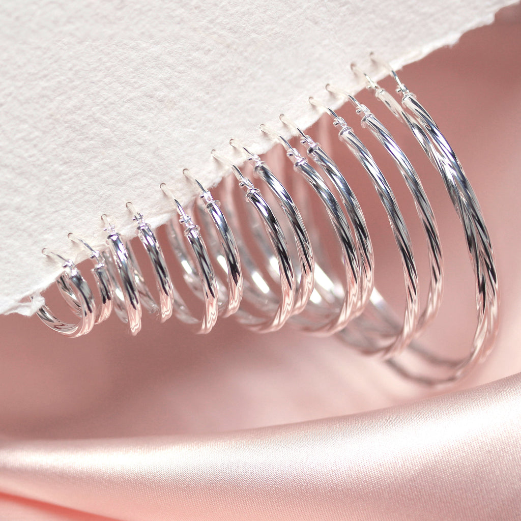 Sterling Silver Twisted 2.5mm Tube Creole Earrings
