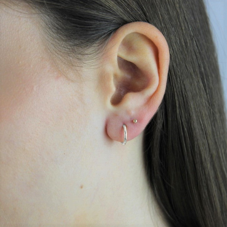Sterling Silver 10mm Sleeper Hoop Earrings Set- Three Colours