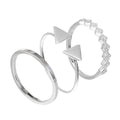 Sterling Silver Triangle CZ Square Geometric Stacking Rings Set