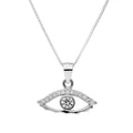 Sterling Silver & Clear CZ Crystal Evil Eye Pendant Necklace 14 - 20 Inches