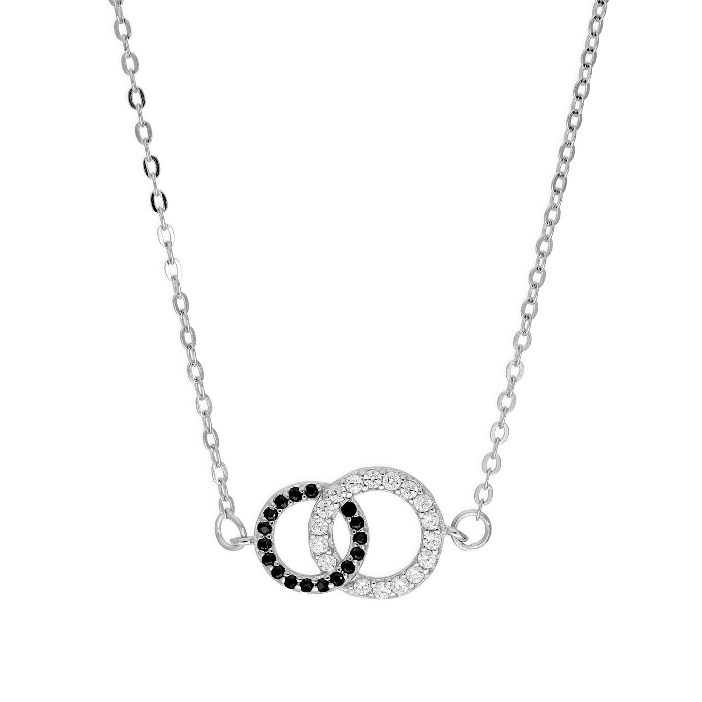 Sterling Silver & CZ Crystal Karma Circle Necklace