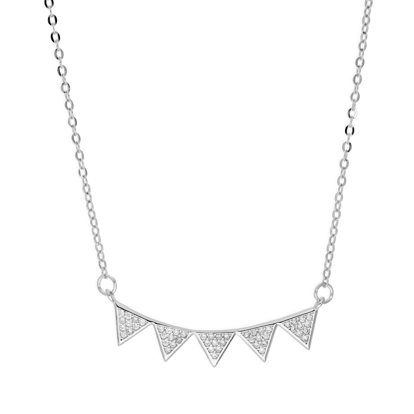 Sterling Silver & Clear CZ Crystal Bunting Necklace