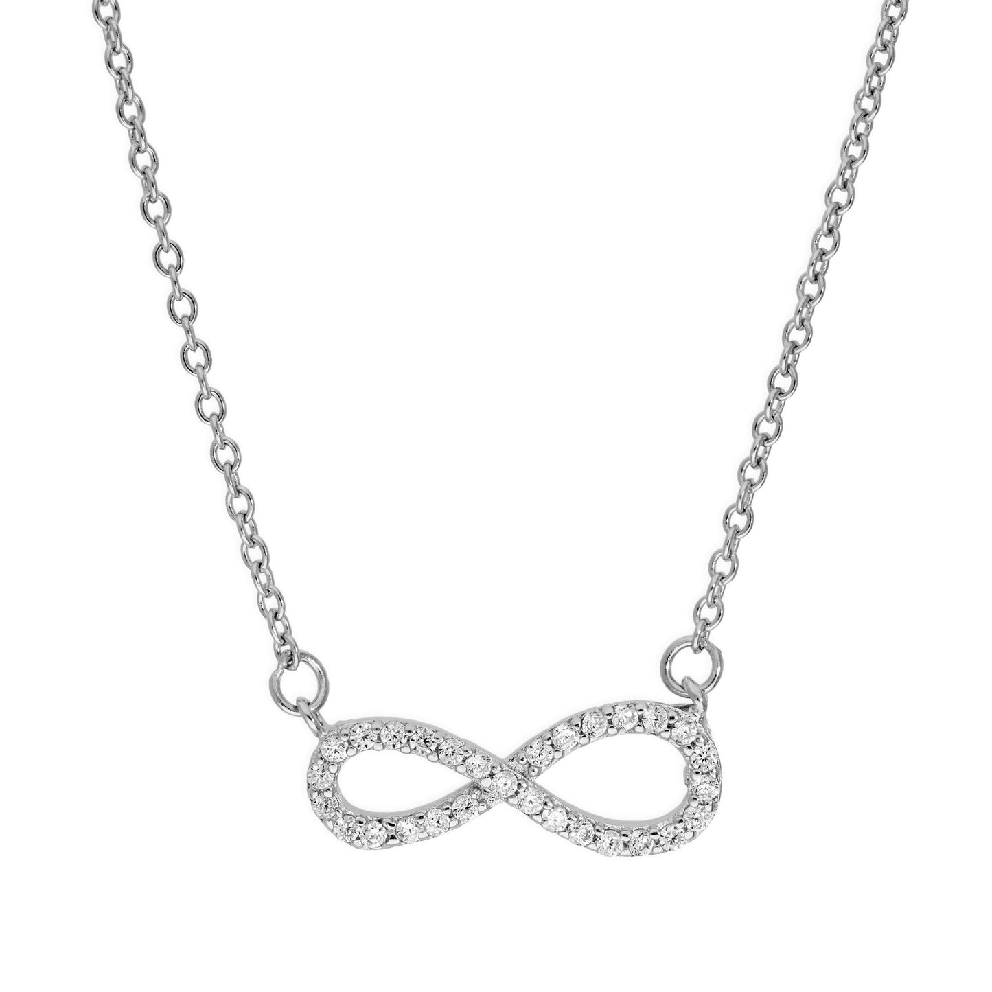 Sterling Silver & Clear CZ Crystal Infinity Symbol Necklace