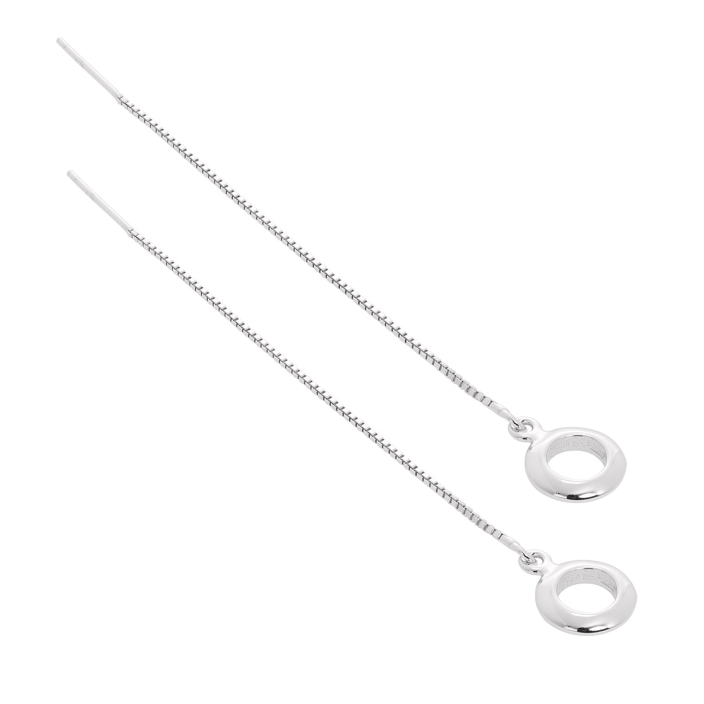 Sterling Silver Circle Pull Through Earrings