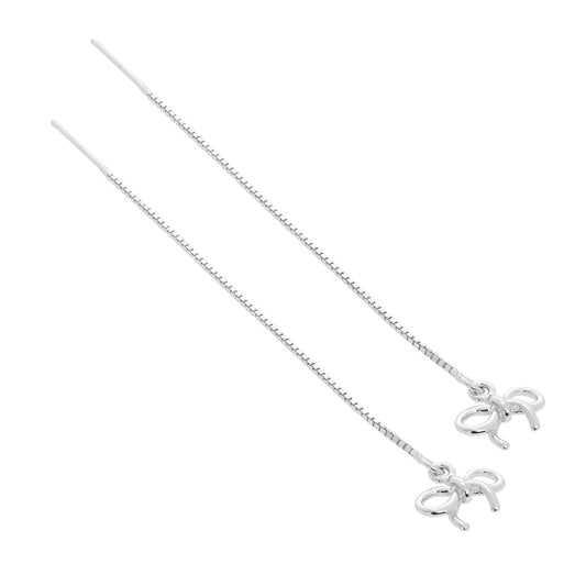 Sterling Silver Bow Pull Through Earrings