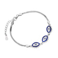 Sterling Silver & CZ Crystal Triple Evil Eye Bracelet