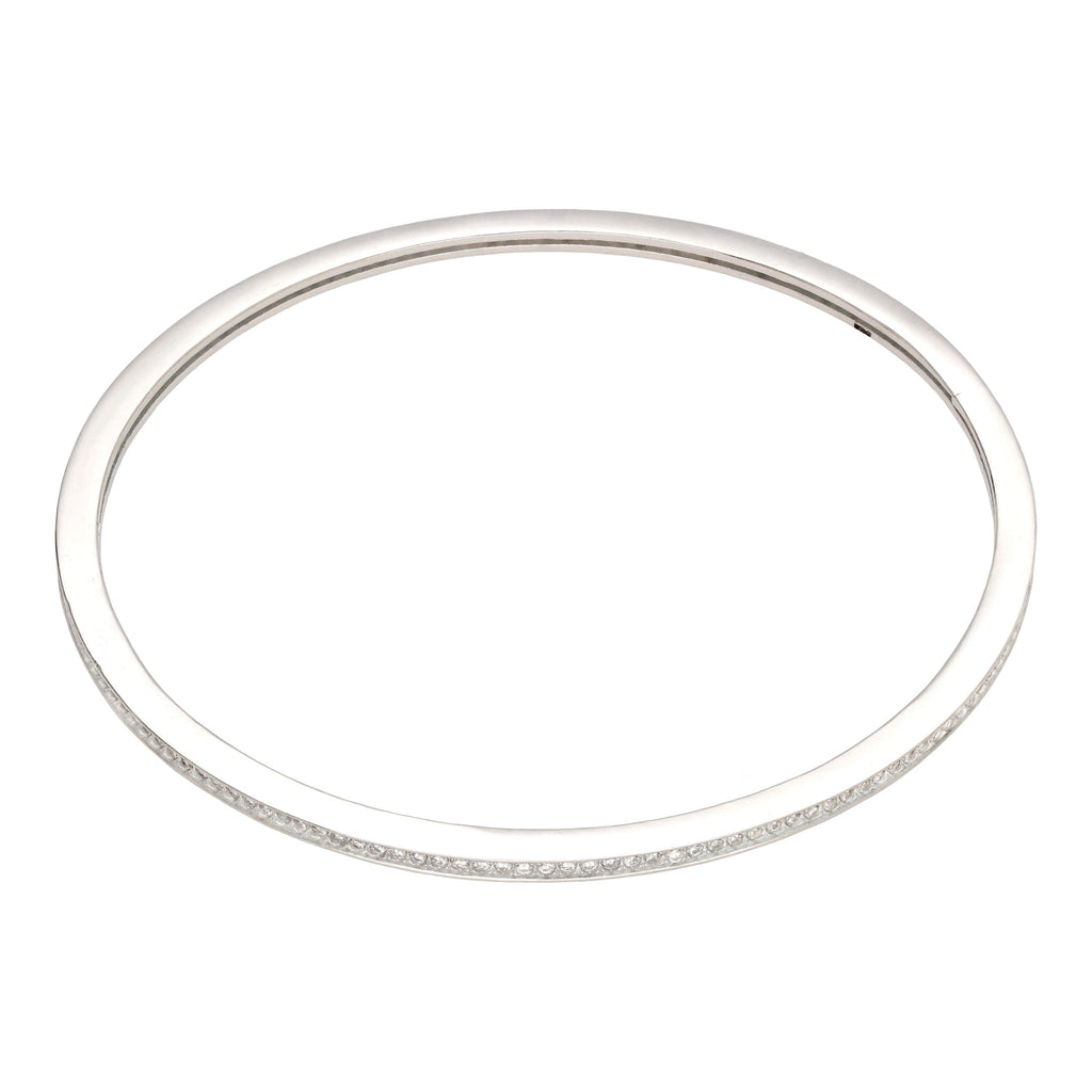 Sterling Silver & Clear CZ Crystal 61mm Round Bangle